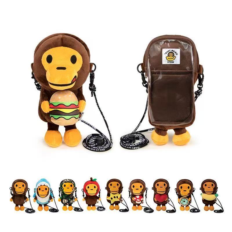 A Bathing Ape Baby Milo Camo Print Plush Doll Crossbody Bag