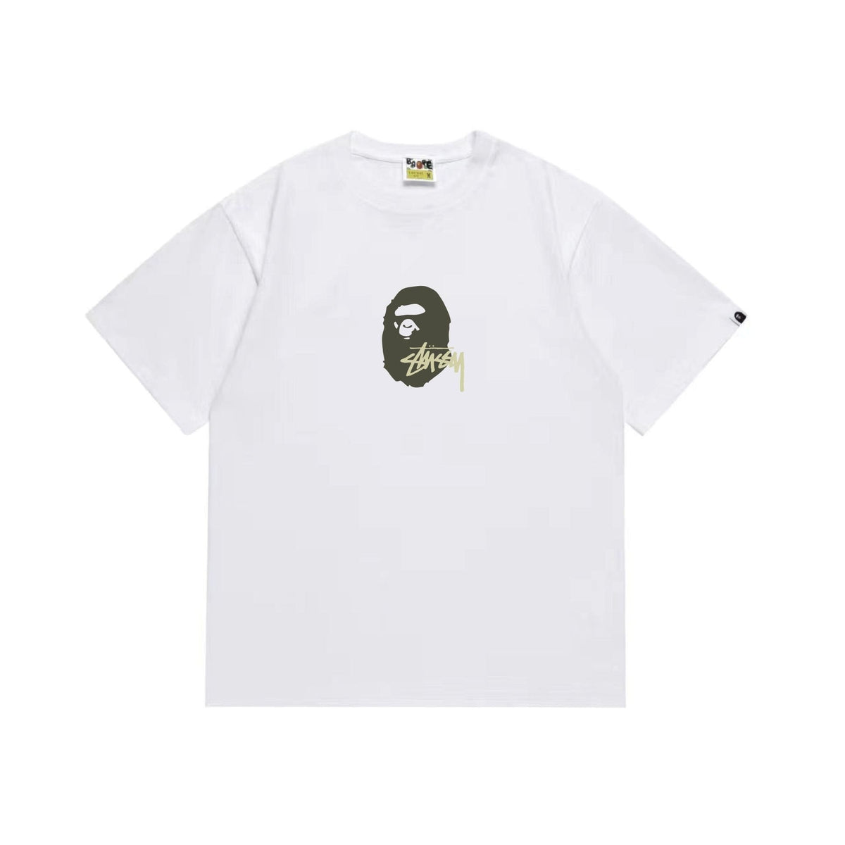 BAPE Olive & Gold Ape Wordmark Graphic T-Shirt