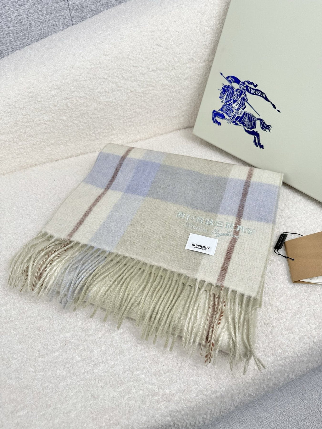 Burberry Double-Sided Plaid Fringe Scarf