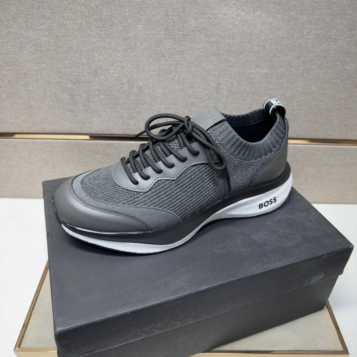 Hugo Boss Mixed-Material Lace-Up Sneakers