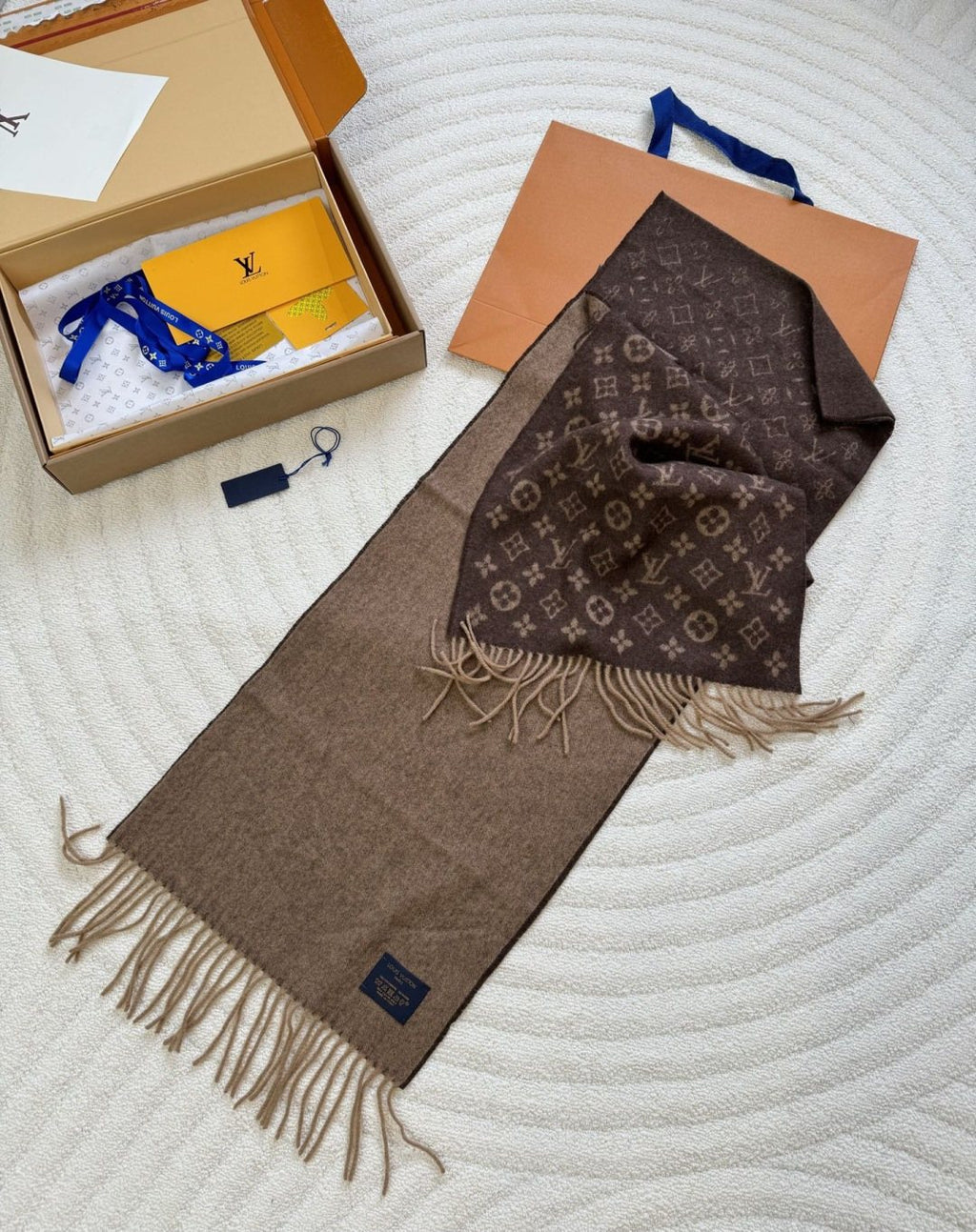 Louis Vuitton Reversible Monogram Fringed Scarf