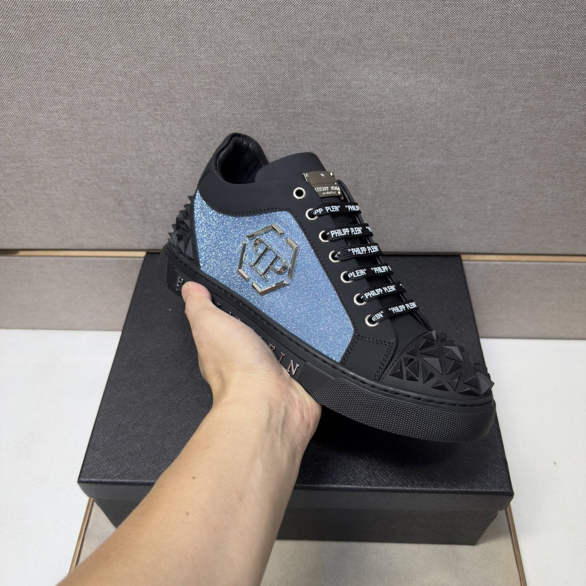 Philipp Plein Men's Textured Logo High-Top Sneakers